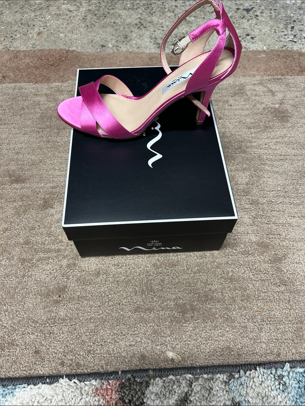 Nina Hot Pink Satin Strappy Stiletto Sandals